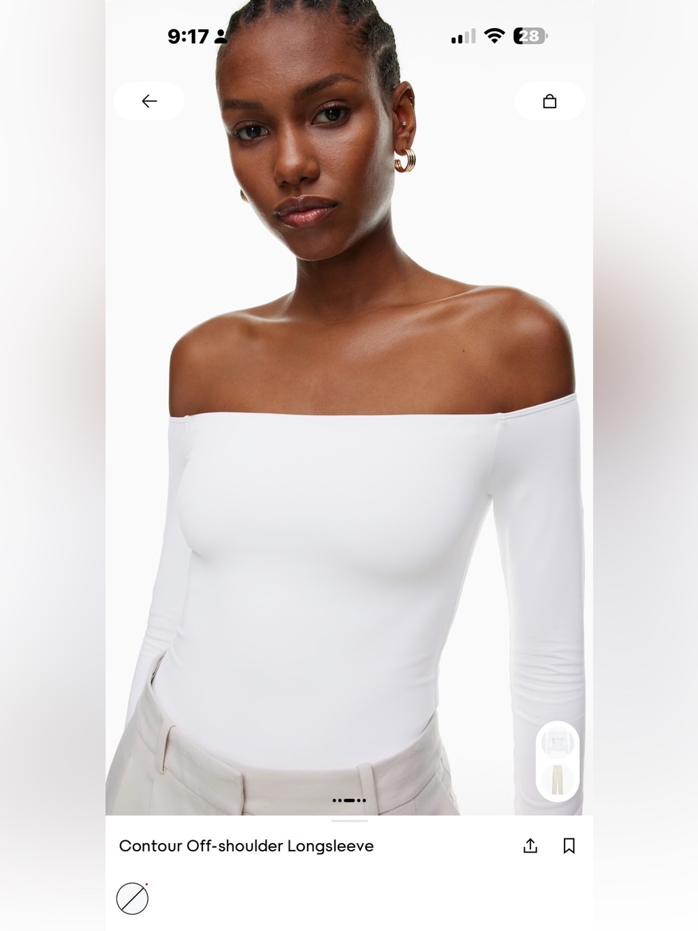 Aritzia Contour Off-Shoulder Longsleeve Bodysuit — White